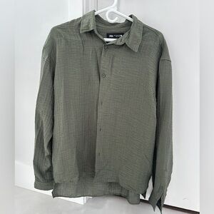 Zara Khaki Textured Shirt